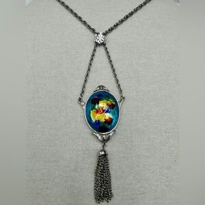 Vintage Celebrity signed Enamel Tassel Necklace